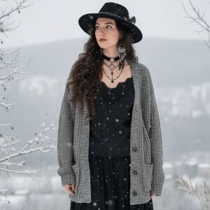 ABERCROMBIE & FITCH Women's Gray Cardigan Sweater